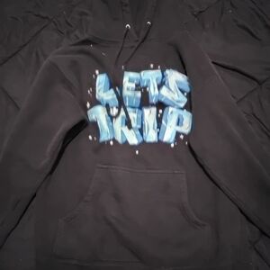 Black Hoodie with Blue Graphic